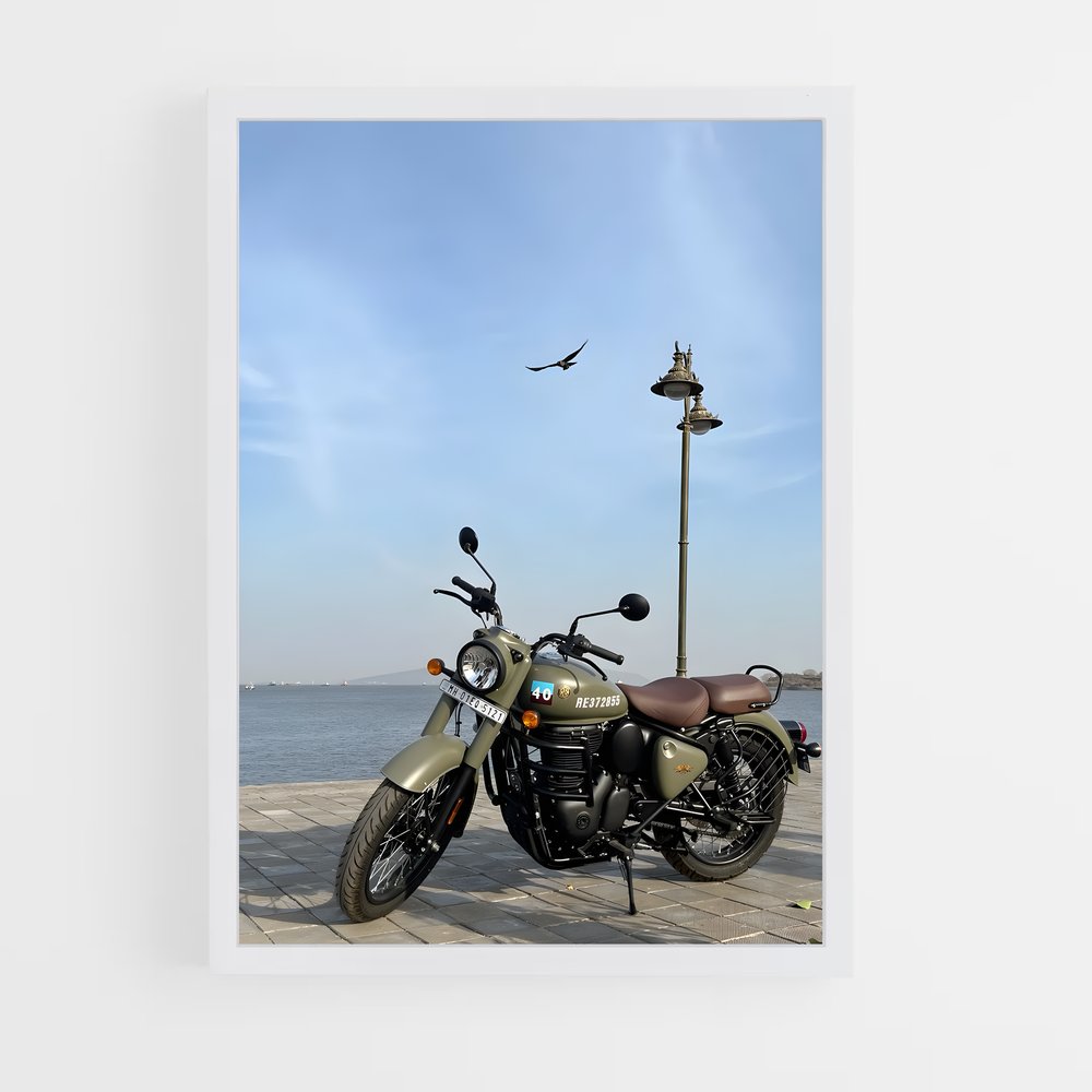 Poster La Bécane au Bord de l'Eau – affiche Royal Enfield (vue 3)